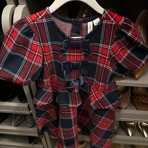 Janie and Jack Red and Blue Tartan holiday Christmas dress